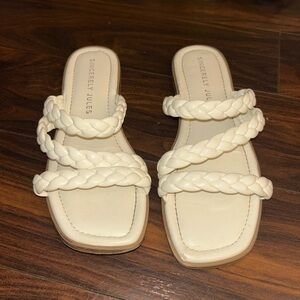Sincerely Jules Cream Braided Slide Sandals